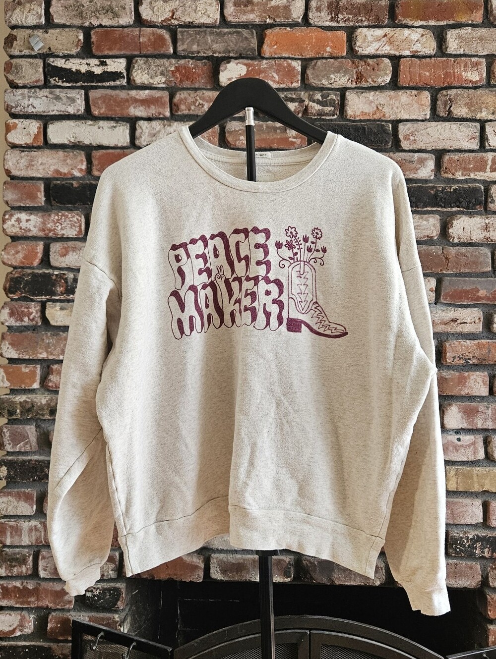 Mother The Drop Square Peace Maker Sweatshirt In Grey